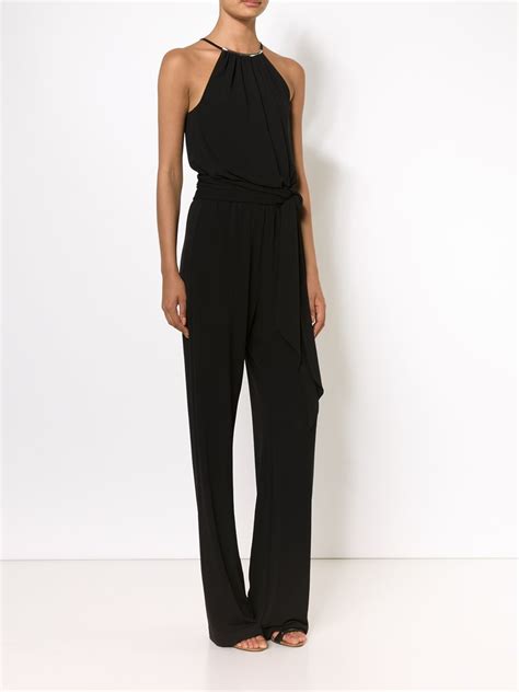 michael kors jumpsuit schwarz spitze|michael kors sleeveless black jumpsuit.